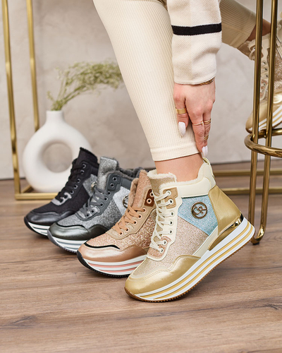 Royalfashion Chaussures de sport dorées avec paillettes Kawellas