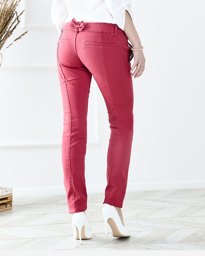 Pantalon femme taille basse en tissu fuchsia - Vêtements