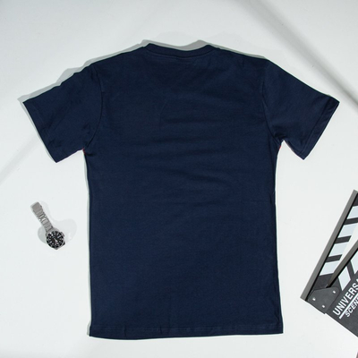 T-shirt homme en coton bleu marine à imprimé - Vêtements