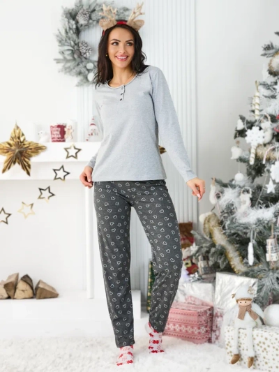 Pyjama en coton pour femmes avec motif de cœur