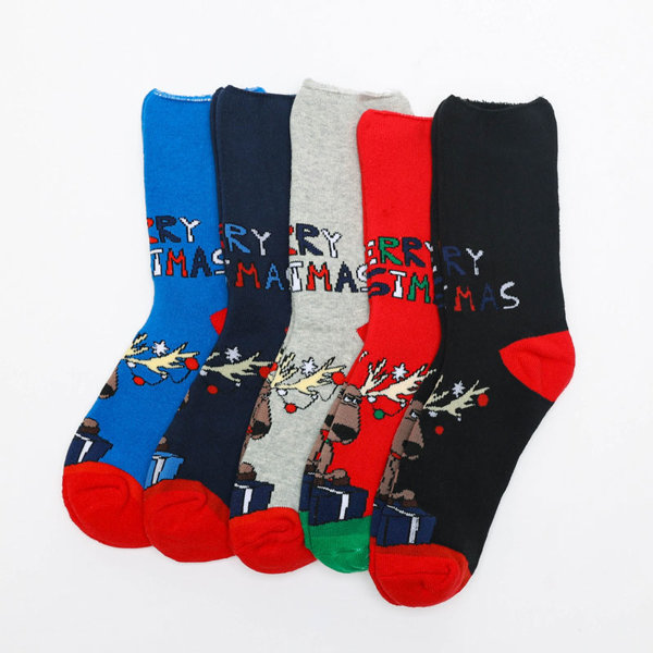 Lot de 5 chaussettes de Noël longues unisexes - Sous-vêtements