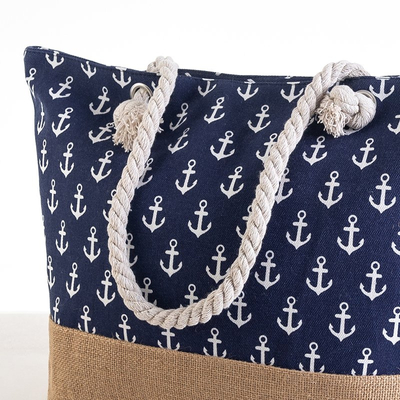 Sac de plage bleu marine avec ancres - Sacs à main