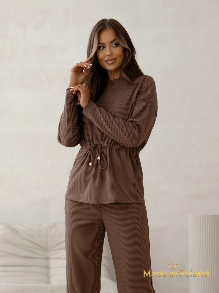 Royalfashion Ensemble pour femmes en coton côtelé style pull