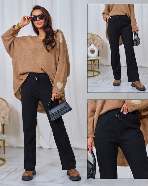 Royalfashion Pantalon femme en velours côtelé noir