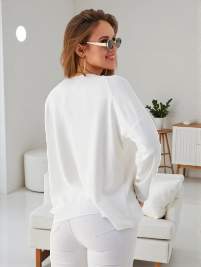 Pull en viscose fin pour femme Royalfashion avec des strass sur les épaules