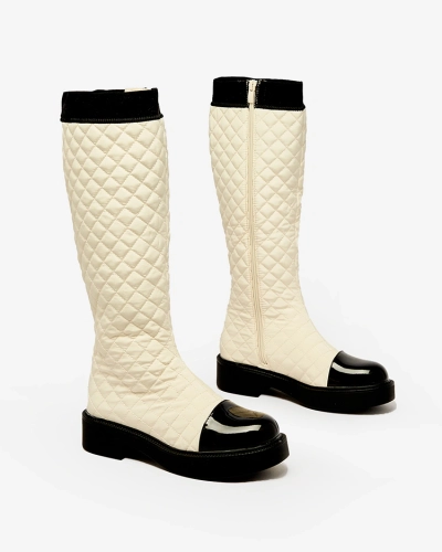 Royalfashion Bottes matelassées pour femme beige Ataeb