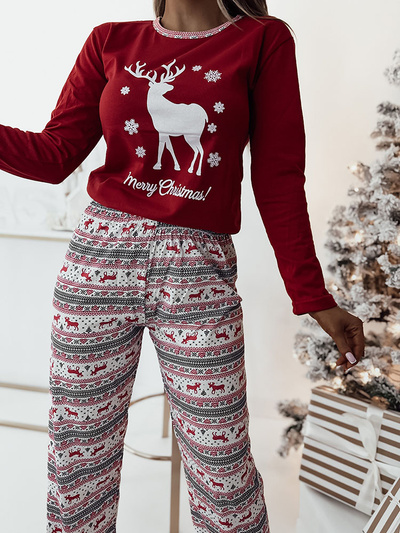 Royalfashion Pyjama de Noël pour femme en rouge