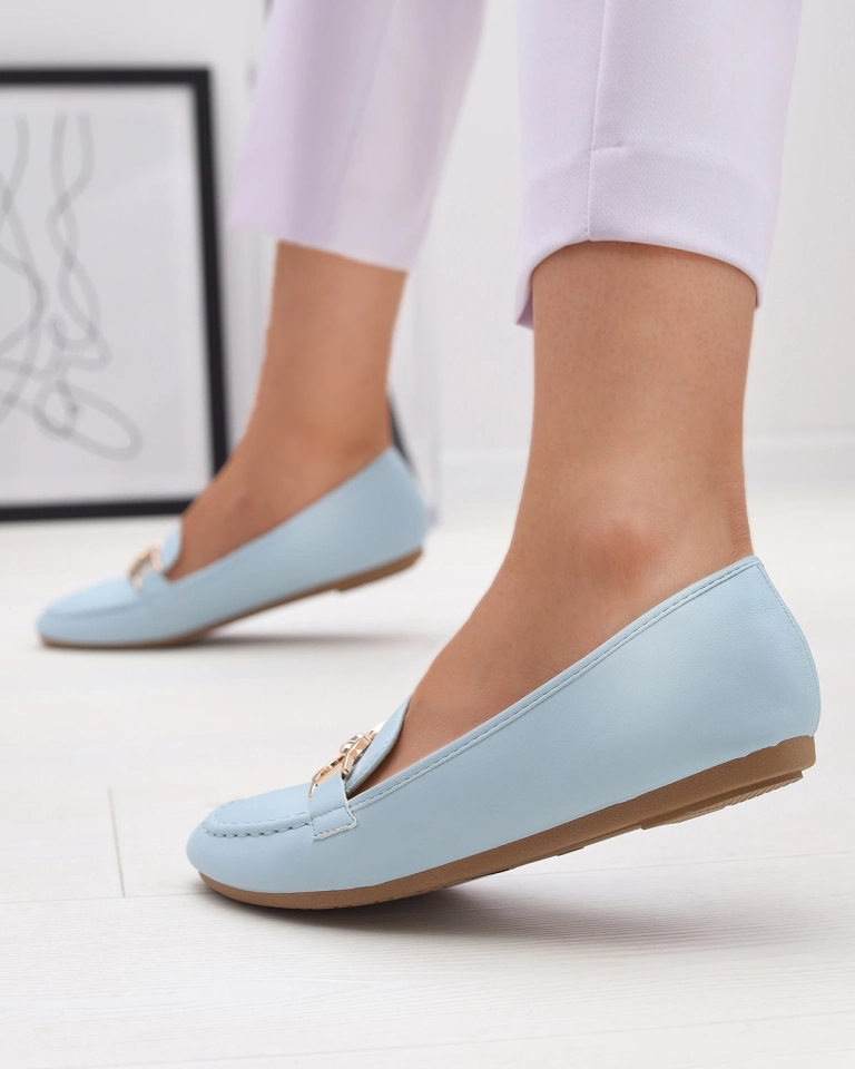 Mocassins pour femme en éco-cuir bleu avec embellissement Wiwet-Footwear