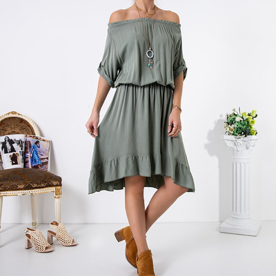 Robe espagnole asymétrique vert foncé pour femme - Vêtements