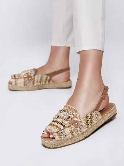 Royalfashion Espadrilles pour femmes à bout ouvert