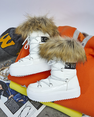 Bottes de neige a'la blanches pour enfants avec fourrure Asika - Chaussures