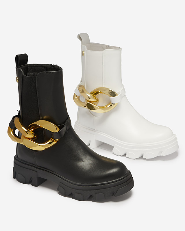 Bottes hautes blanches pour femmes avec embellissement doré Sygiena - Chaussures