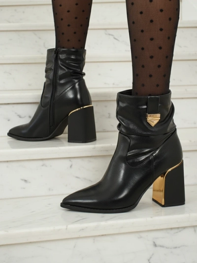 Bottines pour femmes en cuir écologique à talons épais AshenPurl