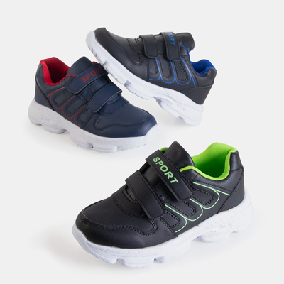 Chaussures de sport pour garçons noires avec empiècements bleus Ewald - Chaussures