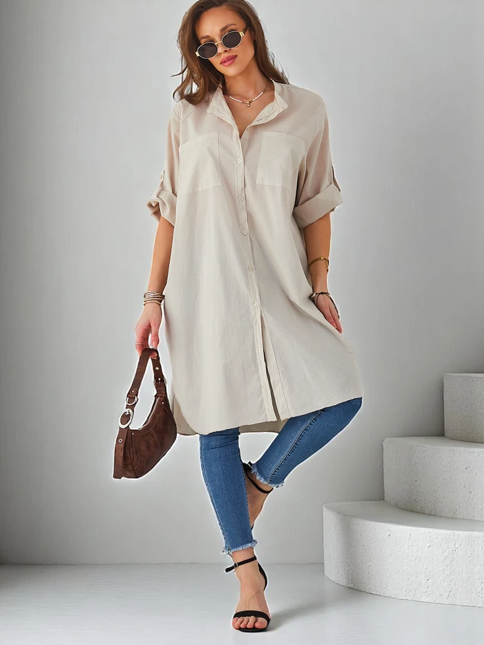 Chemise longue oversized en coton pour femmes Royalfashion