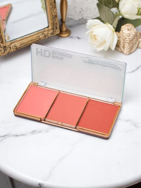 Palette de 3 teintes de blush mat pour les joues, couleur Cool Rose