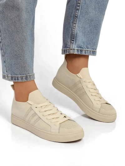 Baskets beiges Damiani – baskets légères en tissu/cuir écologique pour l'été