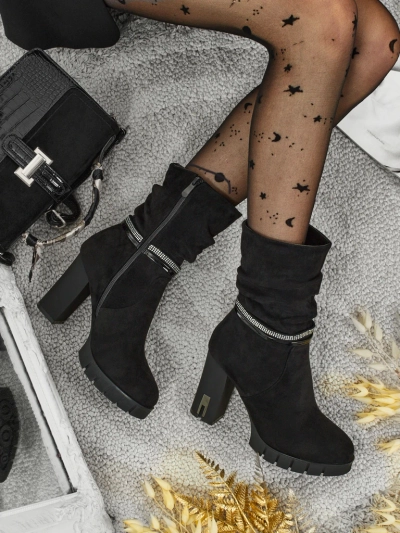 Bottines femme à talons épais en éco-daim BrambleDusk