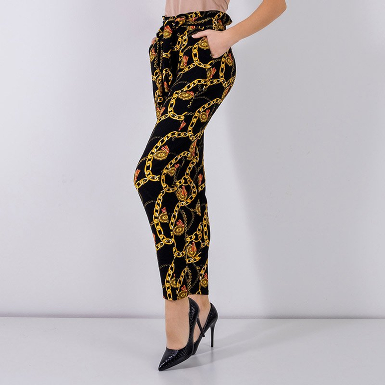 Pantalon femme noir avec imprimé - Vêtements