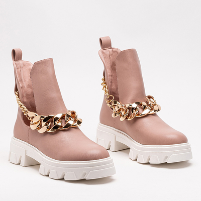 Bottes roses pour femmes avec chaîne Tenkay - Chaussures