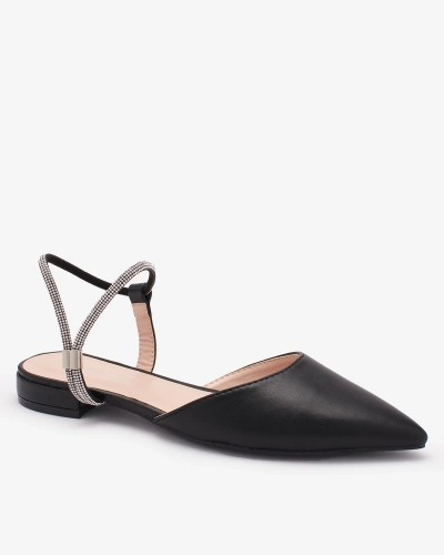 OUTLET Royalfashion Noir Sandales à talon plat à semelle chatoyante pour femme