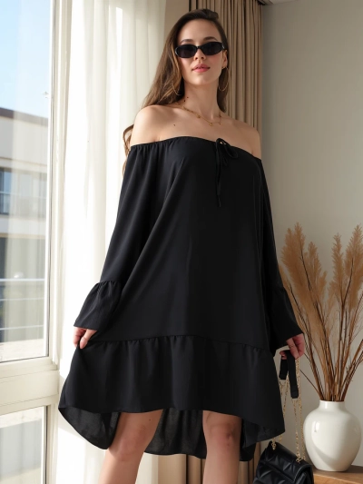 Robe décolleté royalfashion pour femmes avec volants surdimensionnée