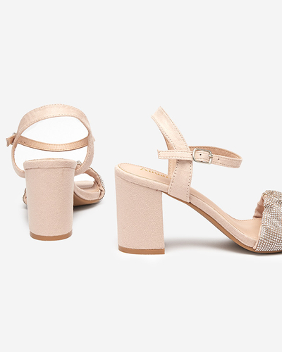 Sandales beiges pour femmes sur tige avec zircons cubiques Trieste - Footwear