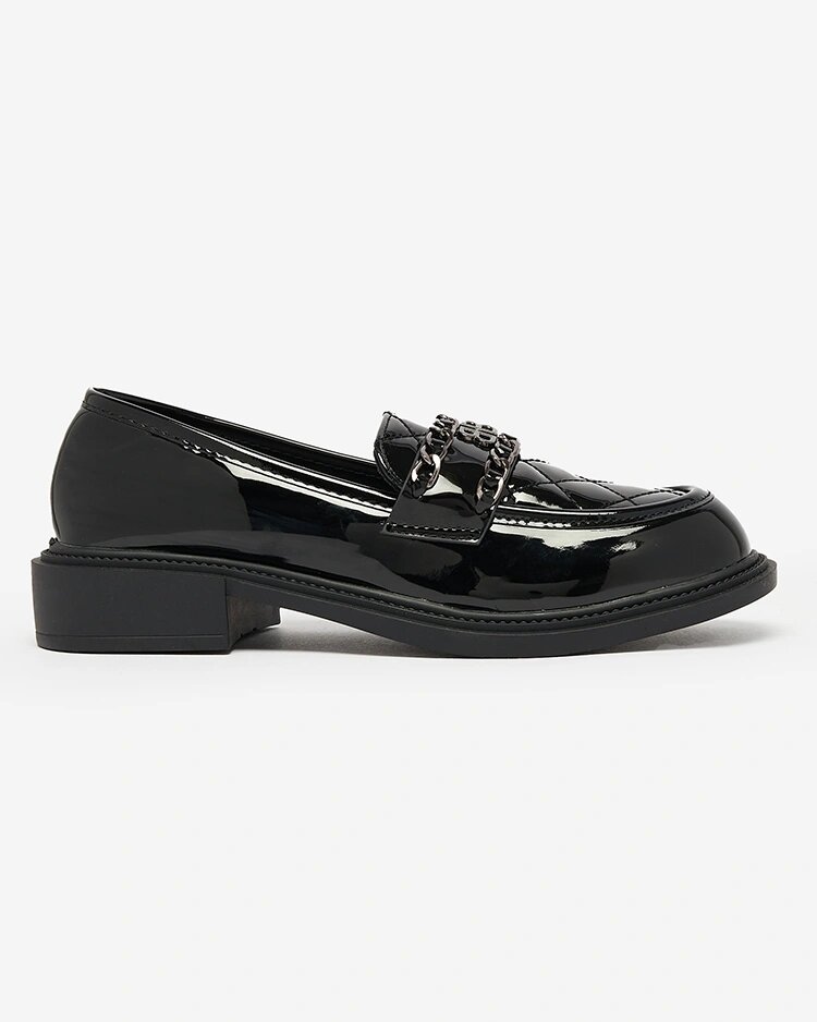 Royalfashion Mocassins noirs laqués avec nez matelassé Kusanna