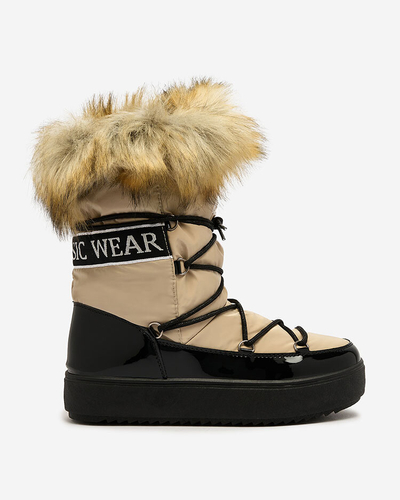 Royalfashion Bottes à enfiler beige et noir bottes de neige a'la pour femmes Gomllo