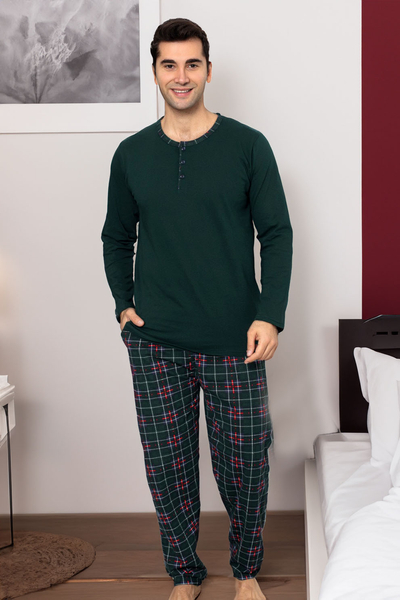 Pyjama en coton pour hommes de Royalfashion à motif à carreaux