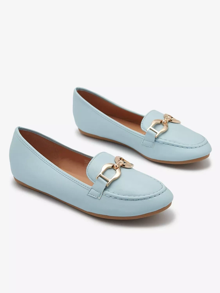 Mocassins pour femme en éco-cuir bleu avec embellissement Wiwet-Footwear