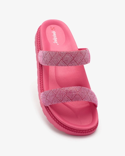Royalfashion Fuchsia Femmes Zirconia Sparkle Sliders