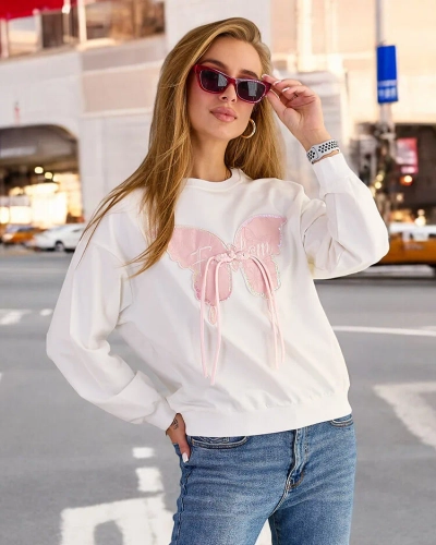 Royalfashion Sweat-shirt en coton à imprimé fin pour femme