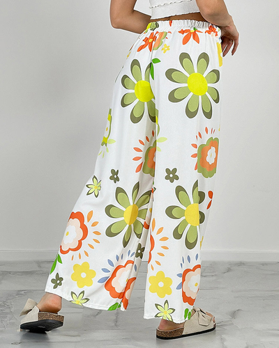 Royalfashion Pantalon large en tissu floral pour femme
