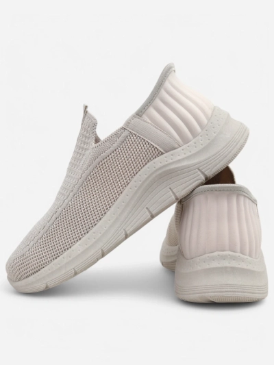 Aurelia Comfort Chaussures Plates en Tissu Beige à Enfiler pour Femmes