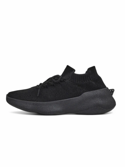 Baskets pour femmes Aura Nero Noires en Tissu à Semelle Plate de 4,5 cm