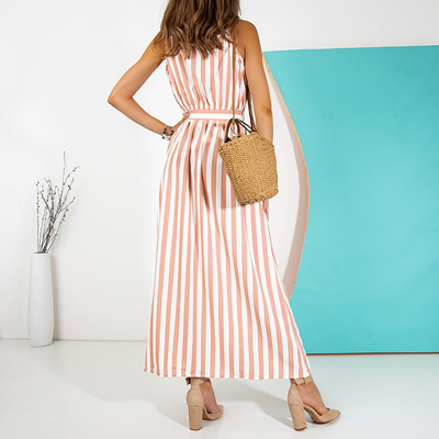 Maxi robe rose et blanche pour femme - Vêtements