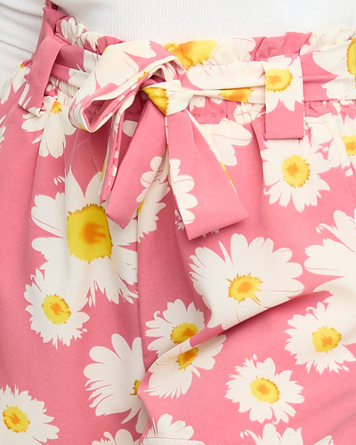 Short fleuri rose en tissu pour femme à motifs - Vêtements