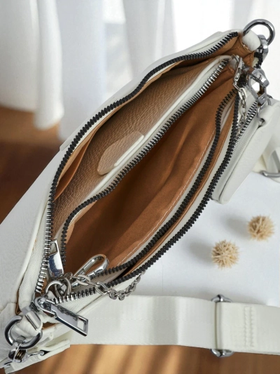 Aurelia Bianca – Petit sac à main blanc pour femmes en cuir écologique avec chaîne