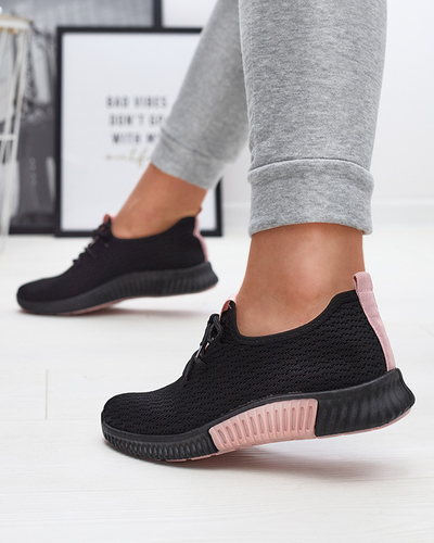 Chaussures de sport noires pour femmes avec empiècements roses Keteti - Chaussures
