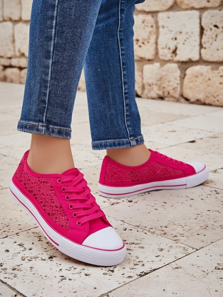 Baskets pour femmes Callista Fuchsia - tissu léger, semelle plate 2,5 cm