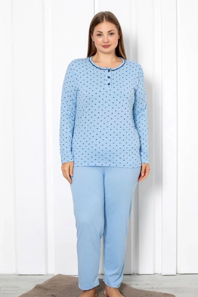 Royalfashion Pyjama pour femmes en coton 2 pièces avec imprimé cœur grande taille