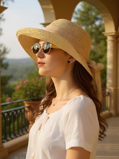 Royalfashion Chapeau de paille femme Grace Ruban