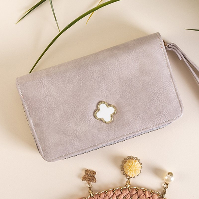 Portefeuille femme gris clair avec ornement - Accessoires