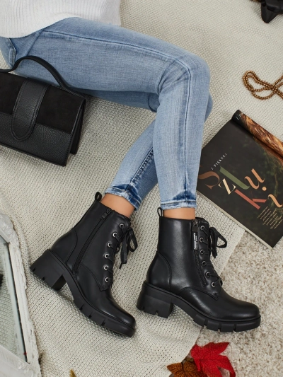 Bottines à lacets pour femmes en cuir écologique Nomelira