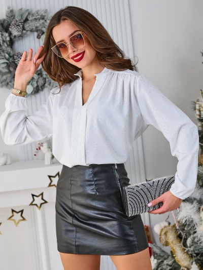 Royalfashion Chemise pour femme avec strass