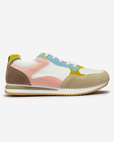Chaussures de sport à lacets pour femmes, marron clair et rose Semdik- Footwear
