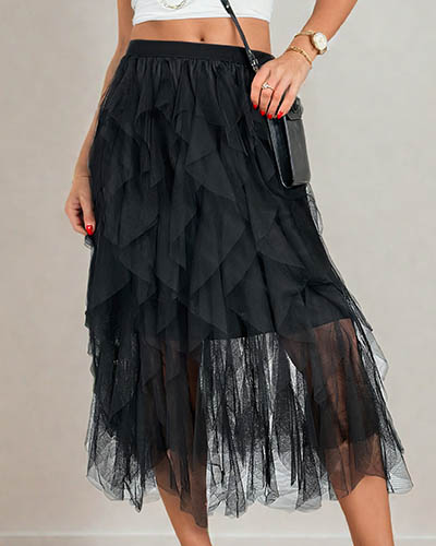 Royalfashion Jupe midi double épaisseur pour femme