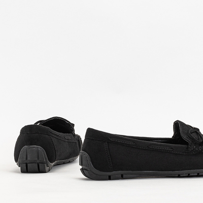 OUTLET Mocassins femme en éco-daim noir Tuleopa - Souliers