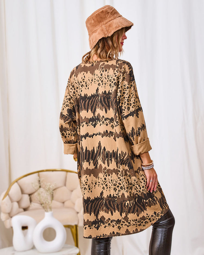 Royalfashion Robe femme marron clair à motifs